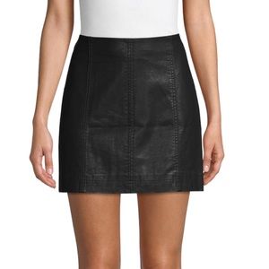 Free People Modern Femme Vegan Leather Mini Skirt in Black